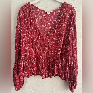 🌸 3 for $27 🌸 American Eagle Outfitters Red Floral Blouse